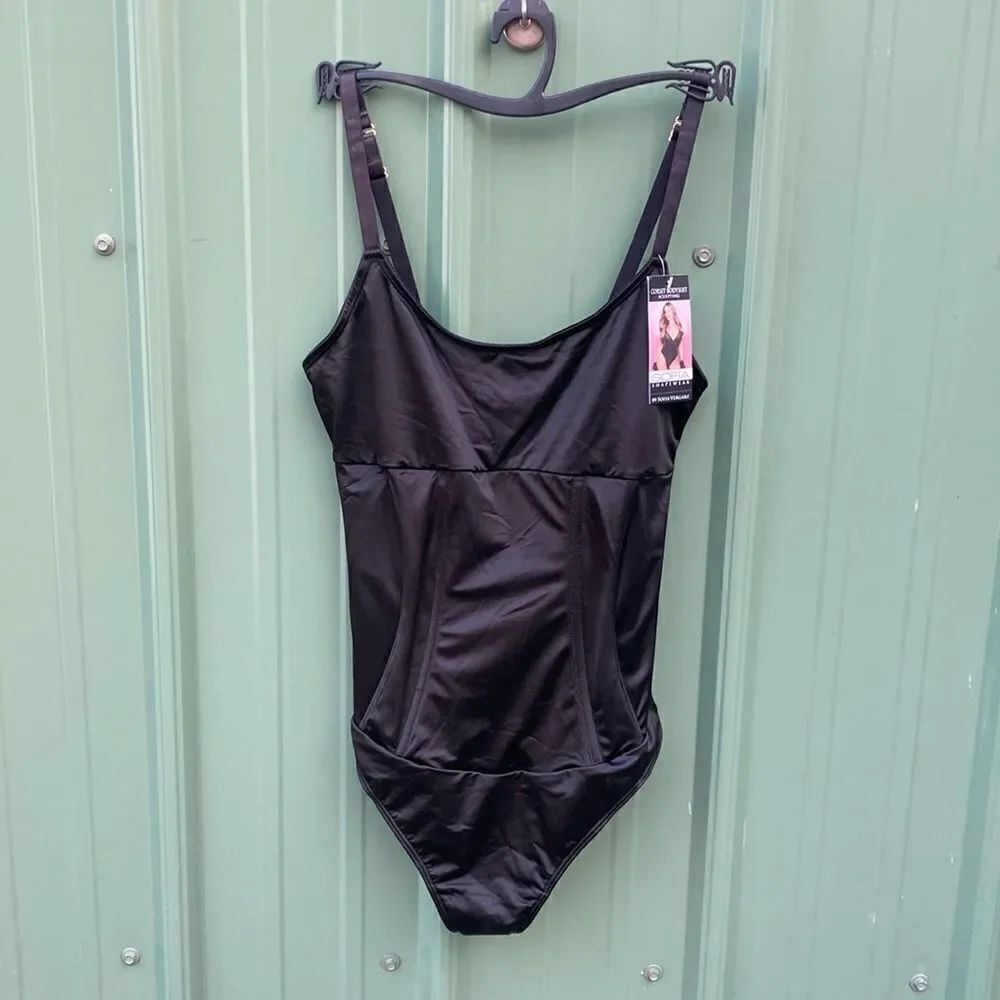 Women's Satin Sculpting Shapewear Corset Bodysuit Size M